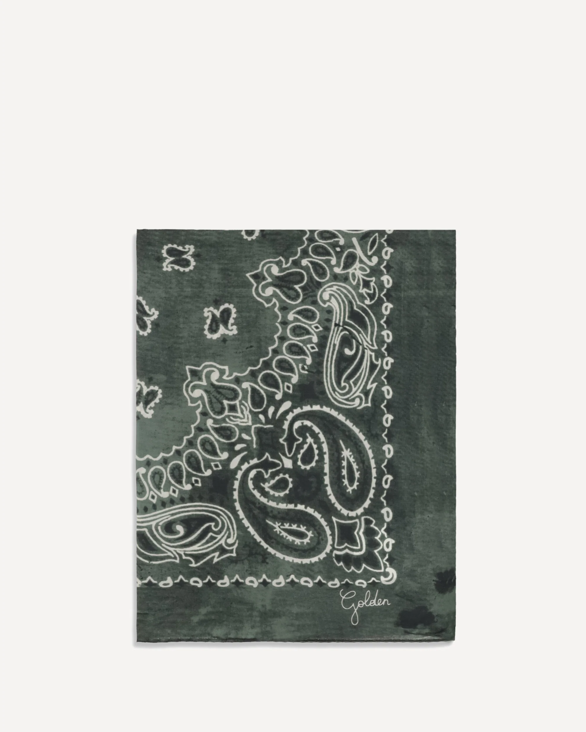 Golden paisley printed silk Scarf - GREEN | Cheap Luxury Handbags Store,