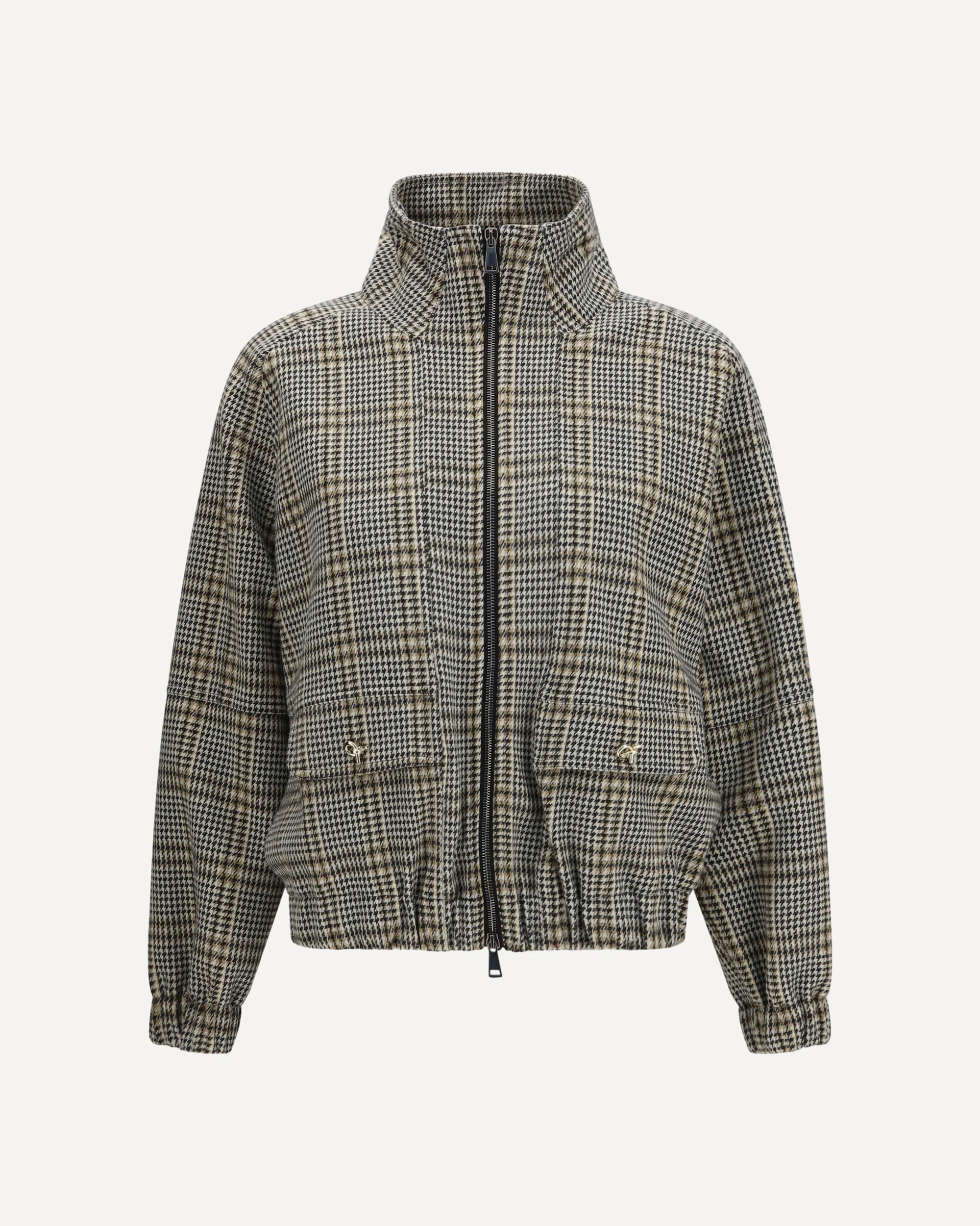 Check jersey Bomber Jacket - BEIGE | Cheap Luxury Handbags Store,