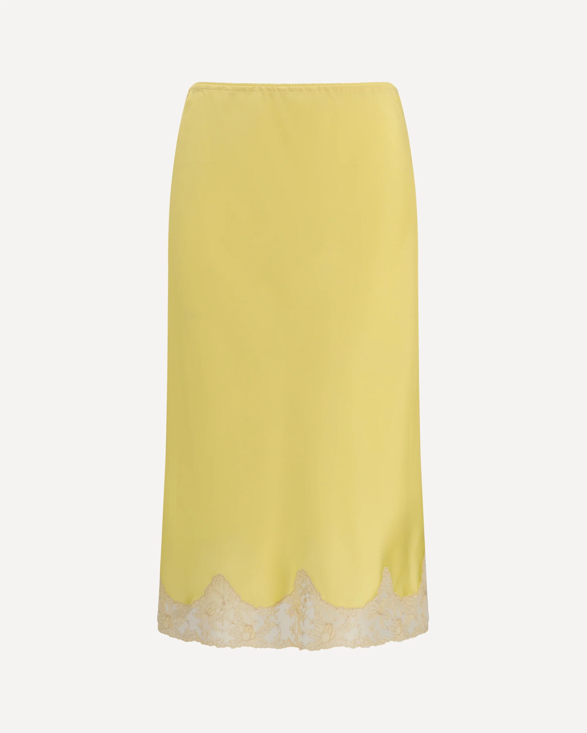 Satin midi Skirt with lace inserts - YELLOW | Cheap Luxury Handbags Store,