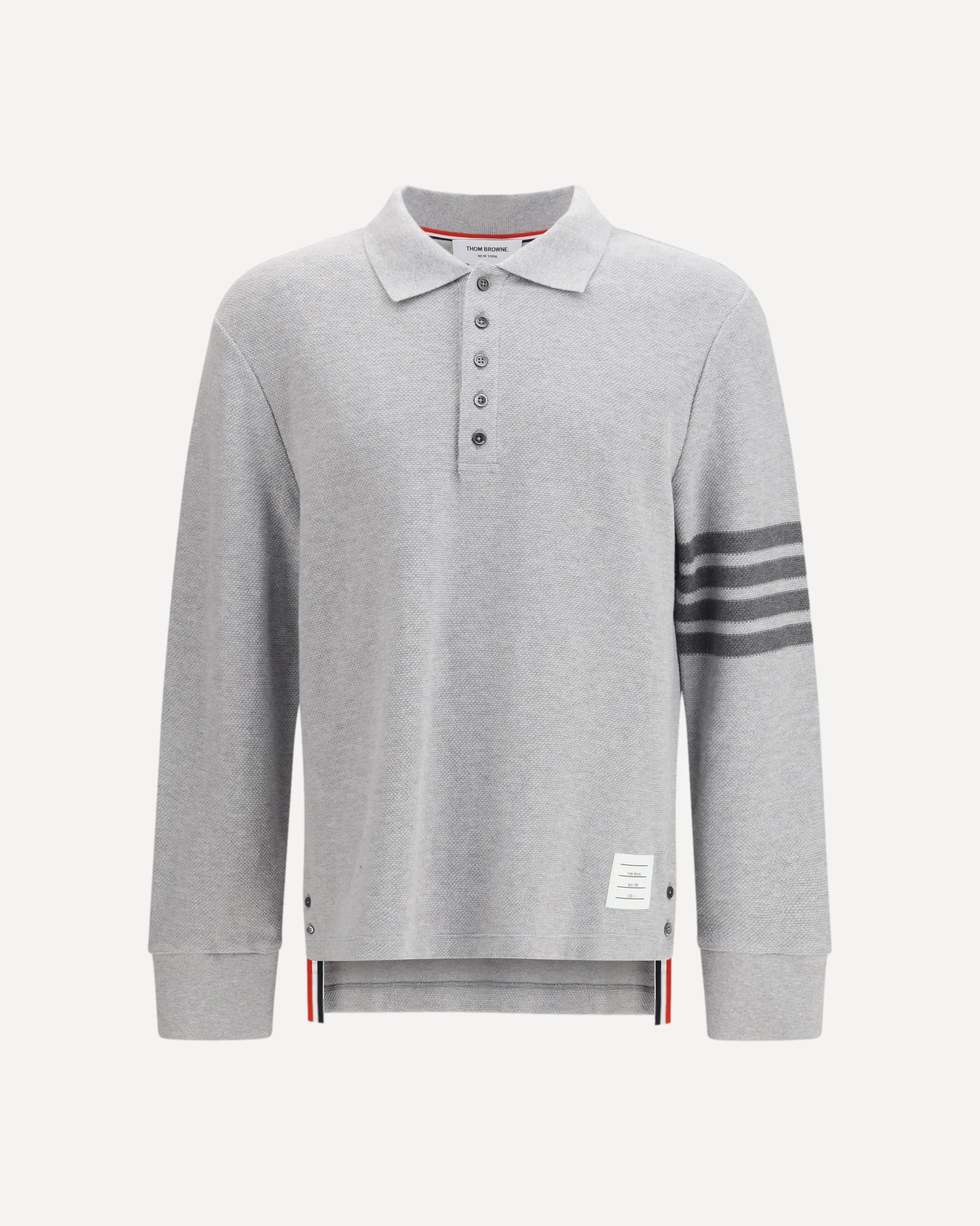Piqué long-sleeve Polo - GREY | Cheap Luxury Handbags Store,