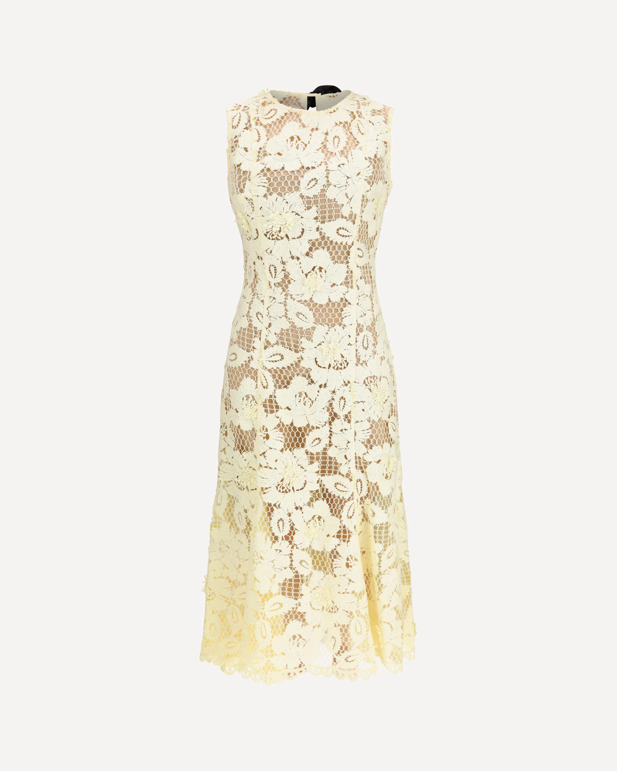 Crochet lace midi Dress - YELLOW | Cheap Luxury Handbags Store,