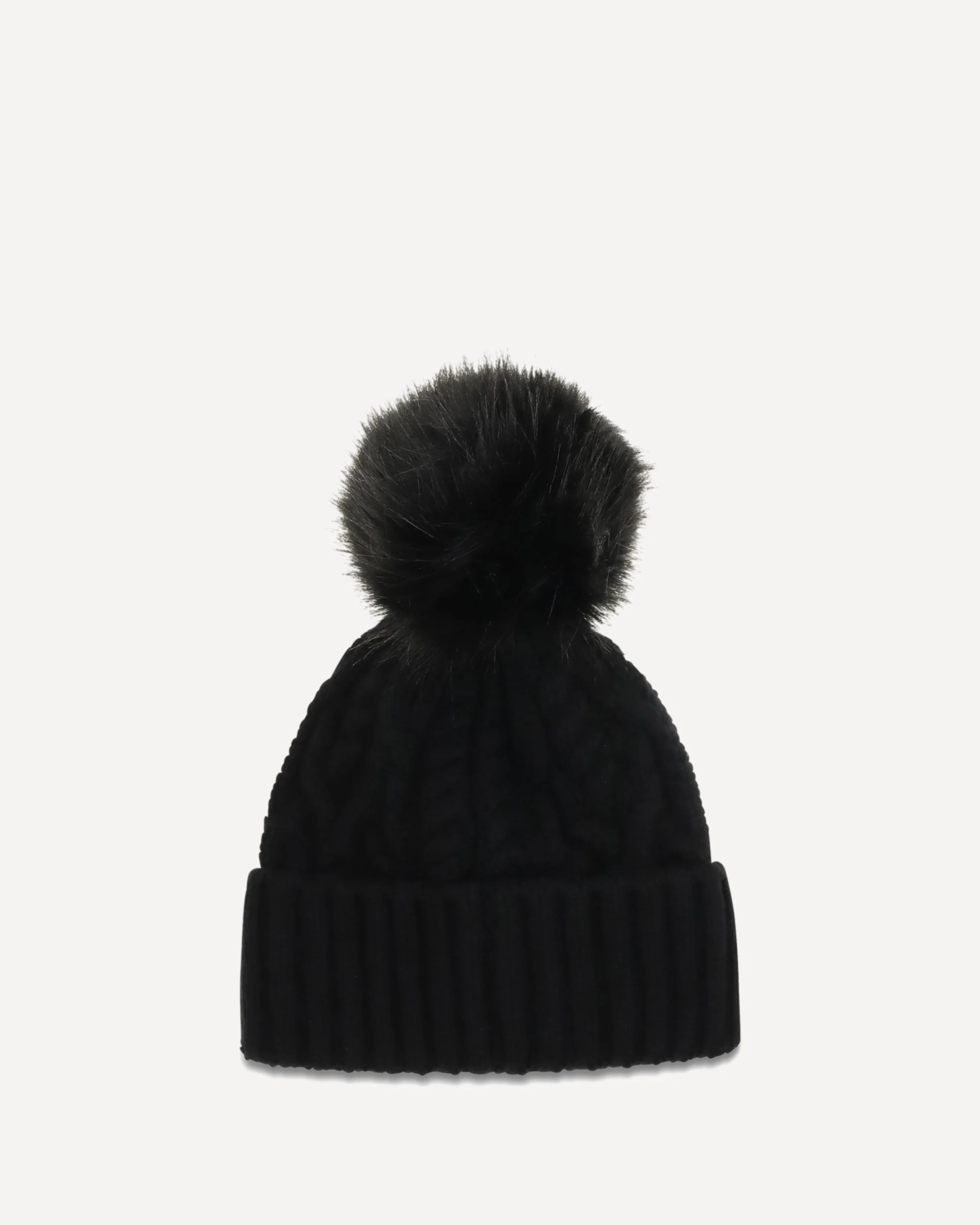 Wool and cashmere Beanie with pom-pom - BLACK | Cheap Luxury Handbags Store,