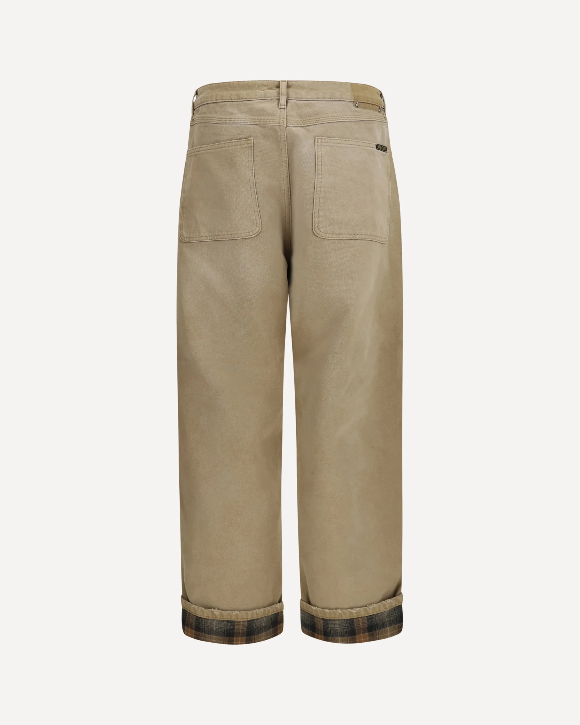 Cotton Pants with check detail - BEIGE | Cheap Luxury Handbags Store,