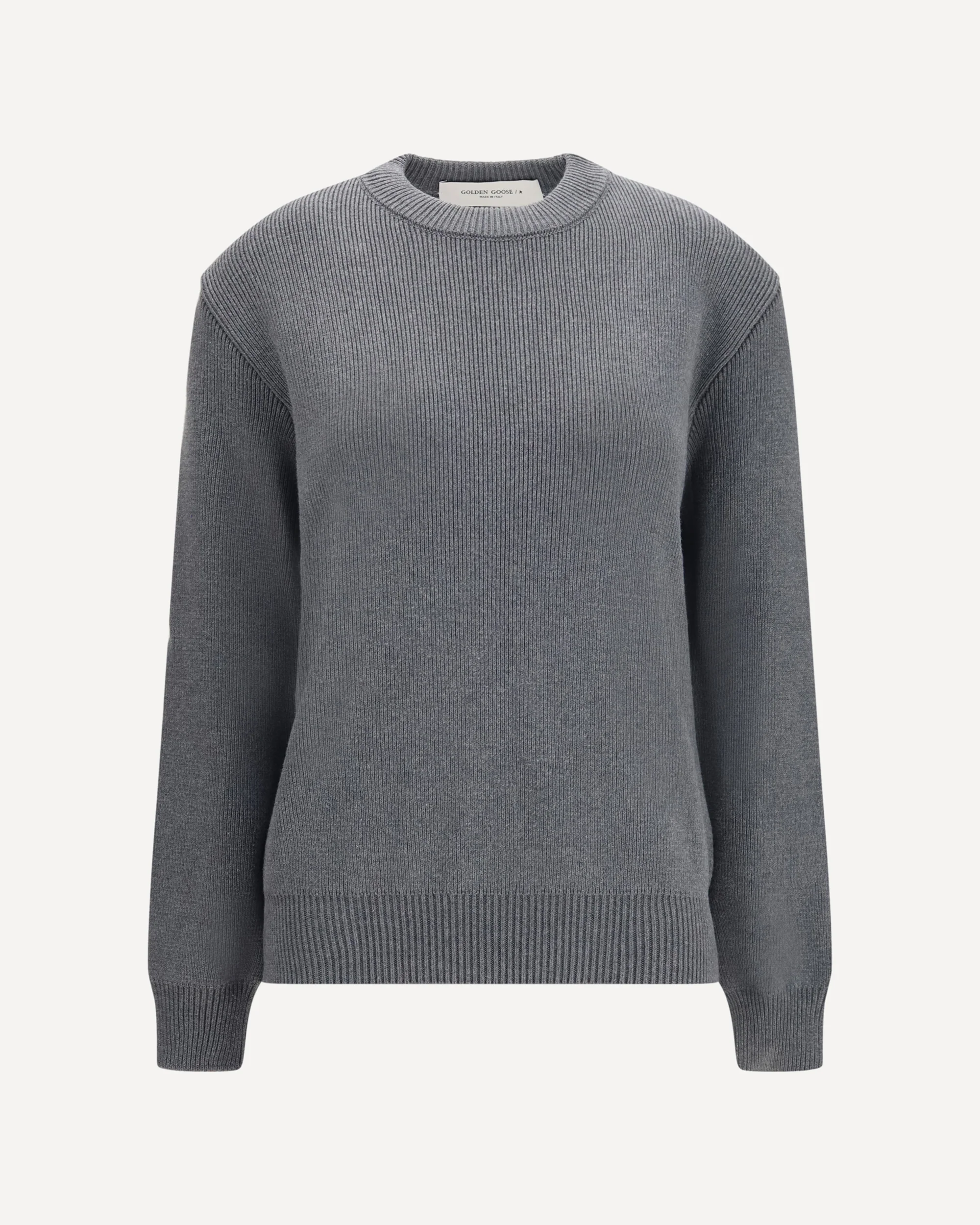 Cotton crewneck Sweater with back logo - GREY | Cheap Luxury Handbags Store,