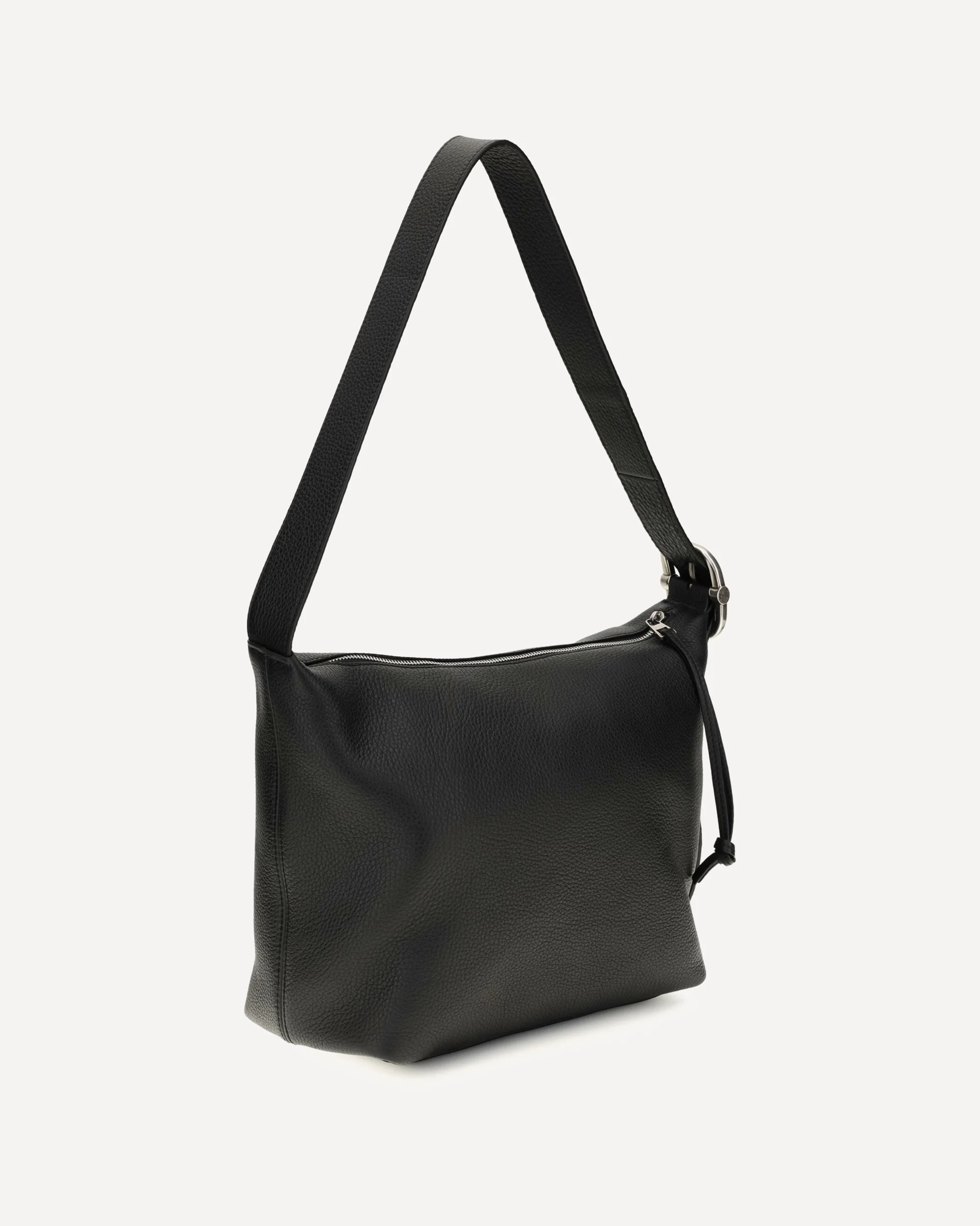 Medium Loop Hobo Bag in grained calfskin - BLACK | Cheap Luxury Handbags Store,