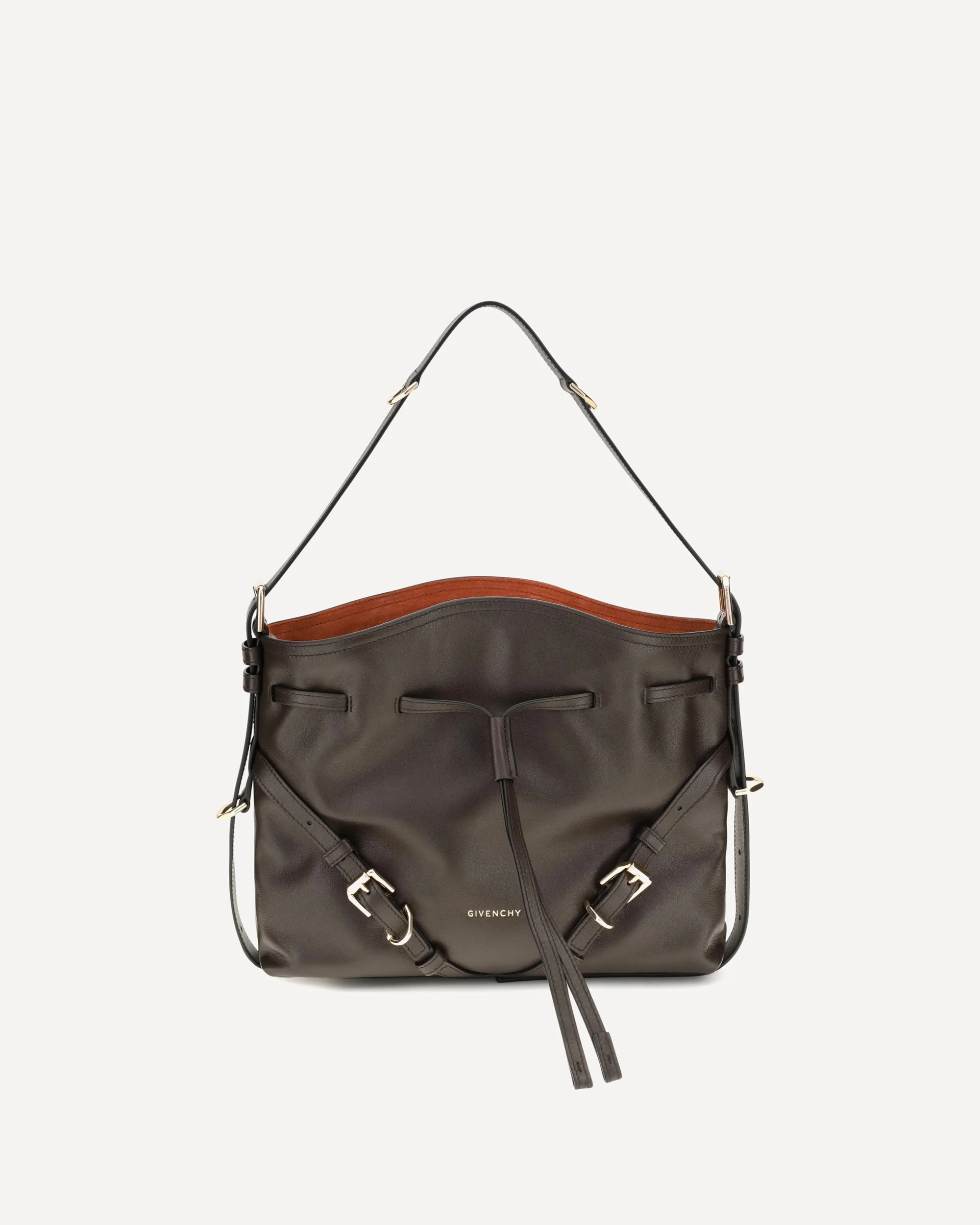 Small Voyou Bucket Handbag in glossy leather - BROWN | Cheap Luxury Handbags Store,
