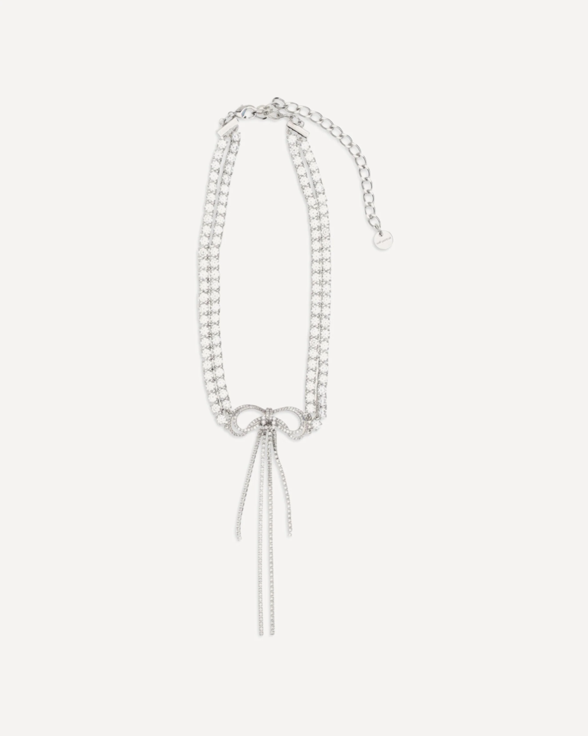 Crystal double bow Choker - SILVER | Cheap Luxury Handbags Store,