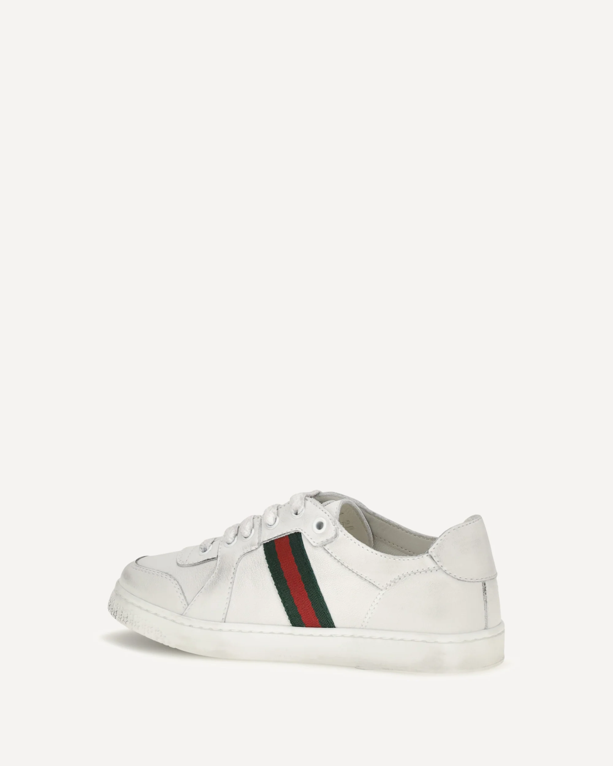 Leather Sneakers with Web detail for Boy - WHITE | Cheap Luxury Handbags Store,