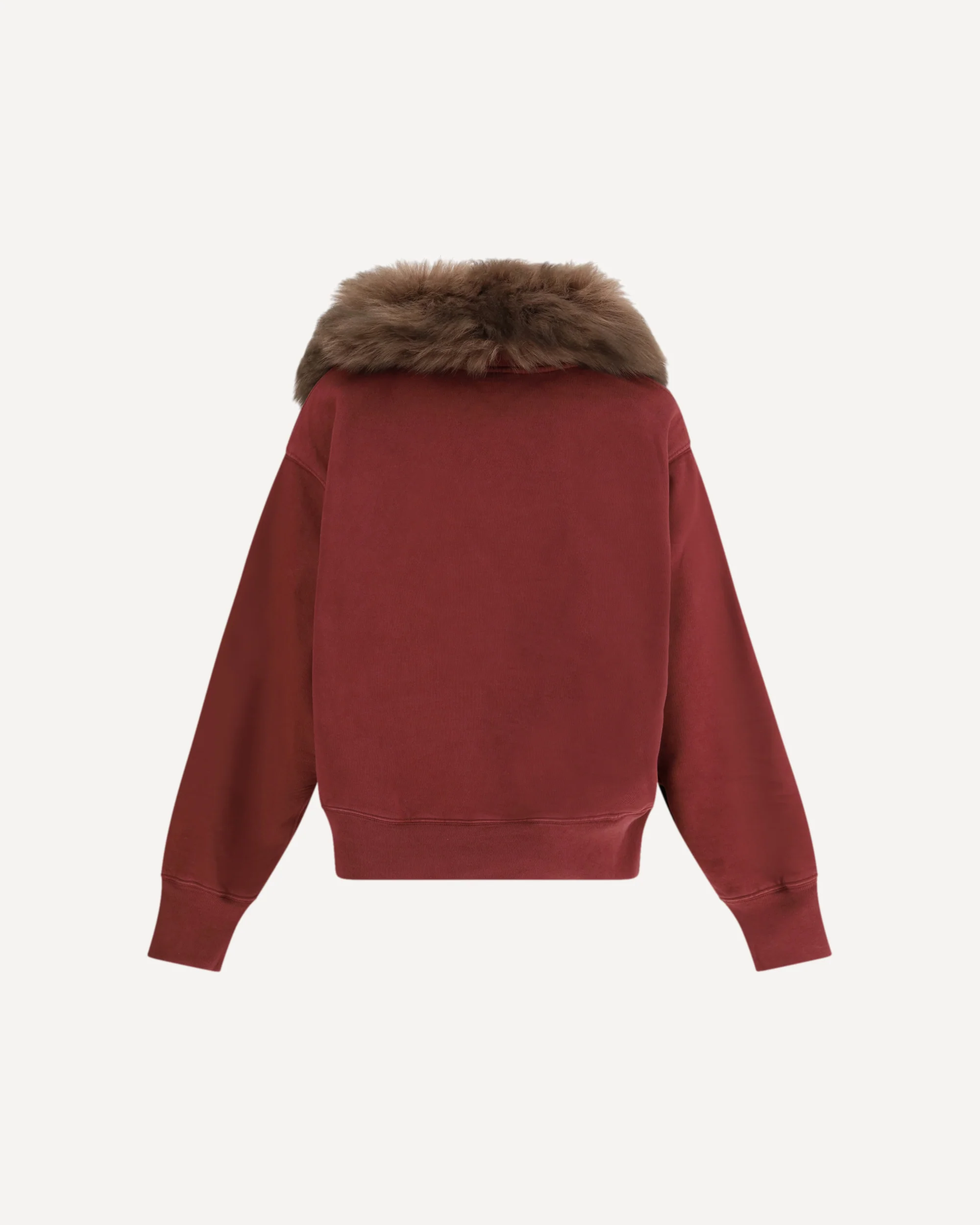 Sweatshirt with a shearling collar - BORDEAUX | Cheap Luxury Handbags Store,