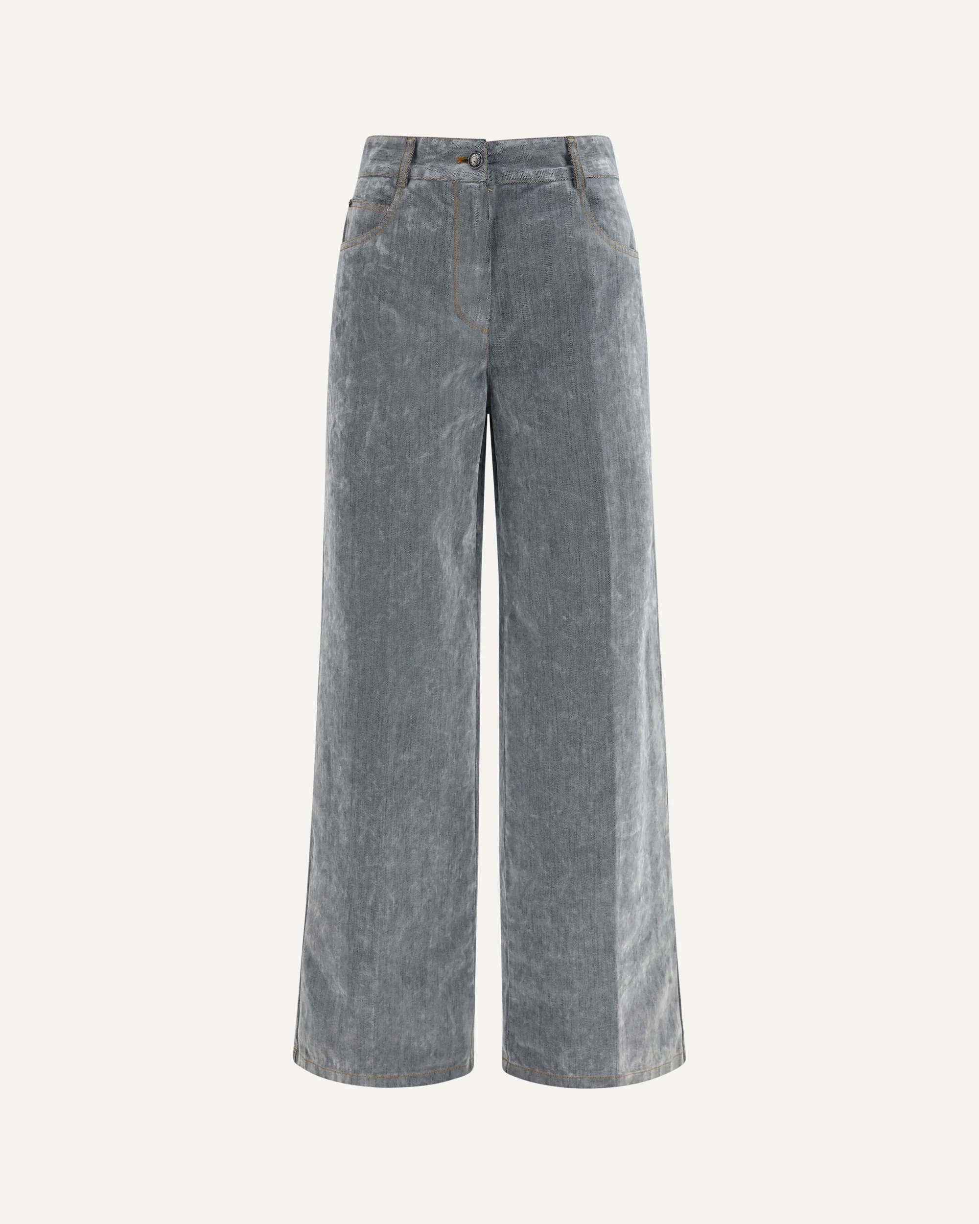 Wide leg Jeans in flocked denim - GREY | Cheap Luxury Handbags Store,