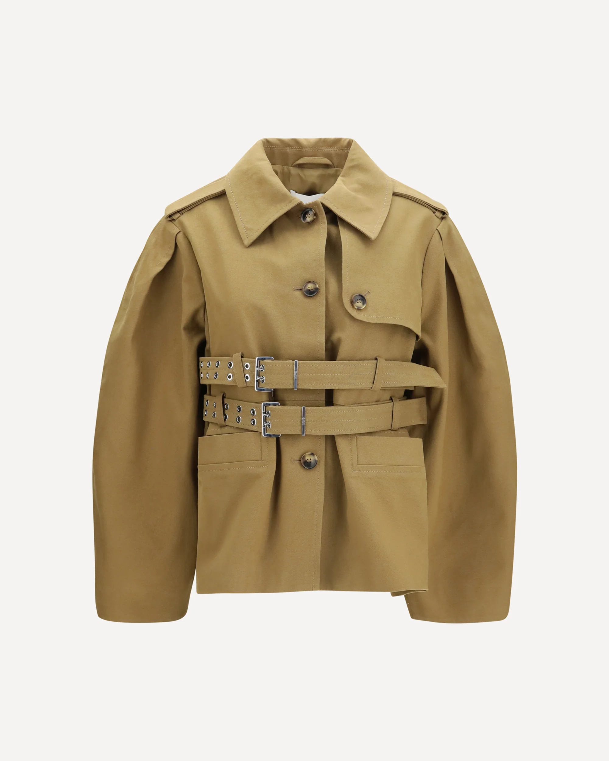 Canvas Jacket with double belt - BEIGE | Cheap Luxury Handbags Store,