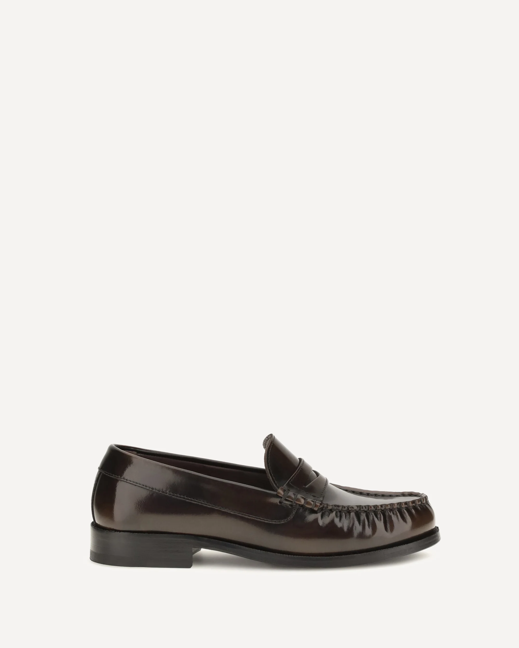 Rivet Vintage brushed leather Loafers - BROWN | Cheap Luxury Handbags Store,