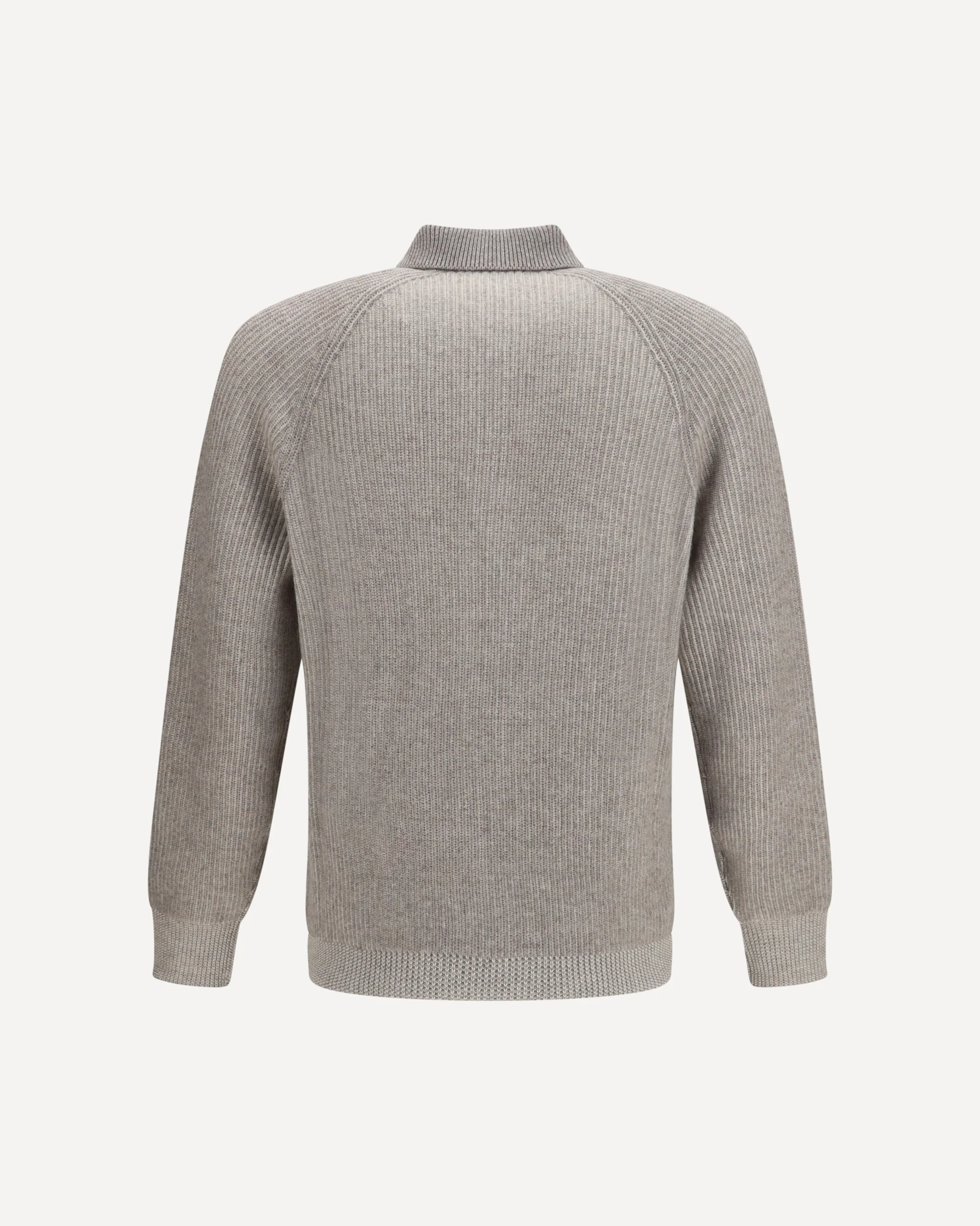 Cashmere Milano Stitch Polo Sweater with zip - GREY | Cheap Luxury Handbags Store,