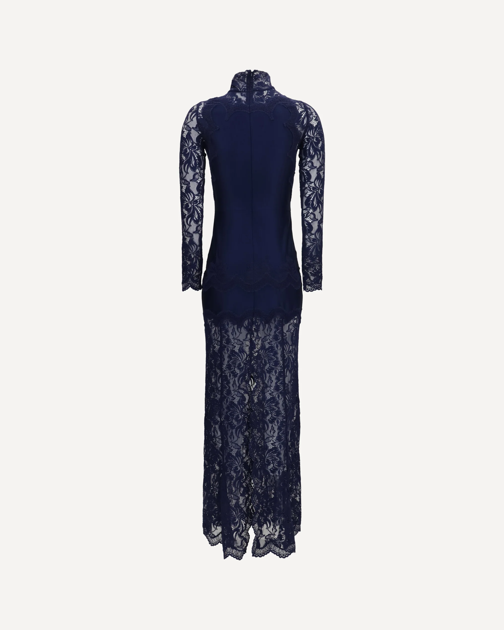 Long lace and jersey Dress - BLUE | Cheap Luxury Handbags Store,
