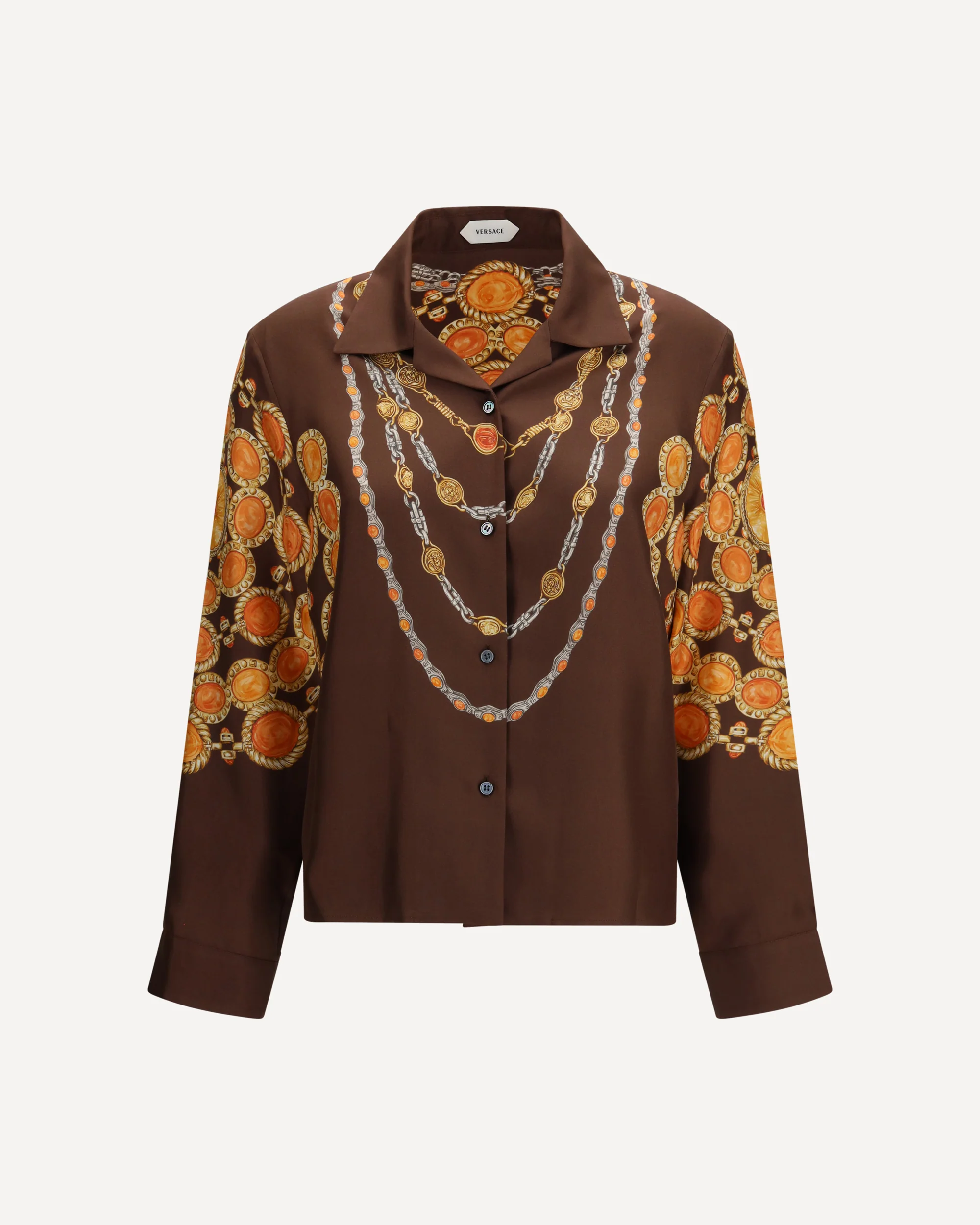 Chain print buttoned Shirt - BROWN | Cheap Luxury Handbags Store,